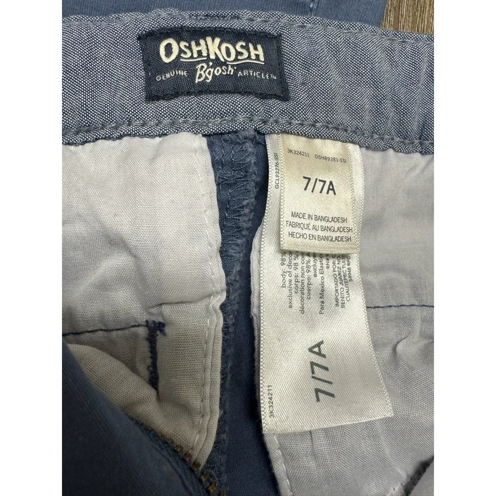 OshKosh‎ B'gosh Pants Size 7 Unisex Blue Chinos with Elastic Waist Cotton Blend